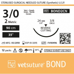 image: Vetsuture BOND metric  2 (USP 3/0)  90cm   - Curved needle  3/8 24mm Reverse Cutting Point