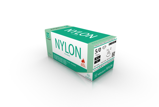 [NYL1CN] vetsuture® NYLON (EP1, USP5/0, Reverse cutting 3/8c 13mm, 12x90cm)