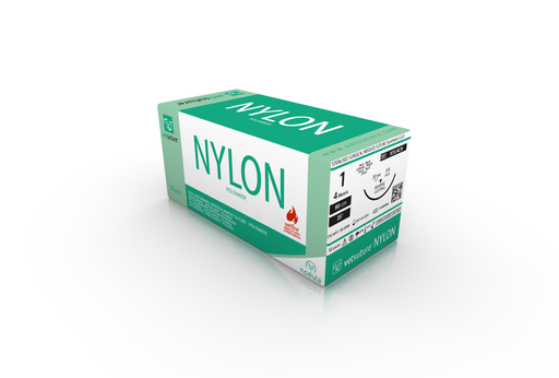 [NYL4CN] vetsuture® NYLON (EP4, USP1, Reverse cutting 3/8c 30mm, 12x90cm)