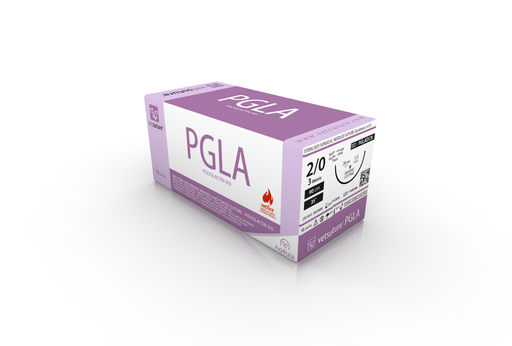 [PGLA3DCN] vetsuture® PGLA (EP3, USP2/0, Reverse cutting 1/2c 26mm, 12x90cm)